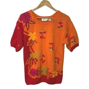 Vtg 80s Bobble Hand Knit Sweater Small Artsy Maximalist Cottage Statement Bold